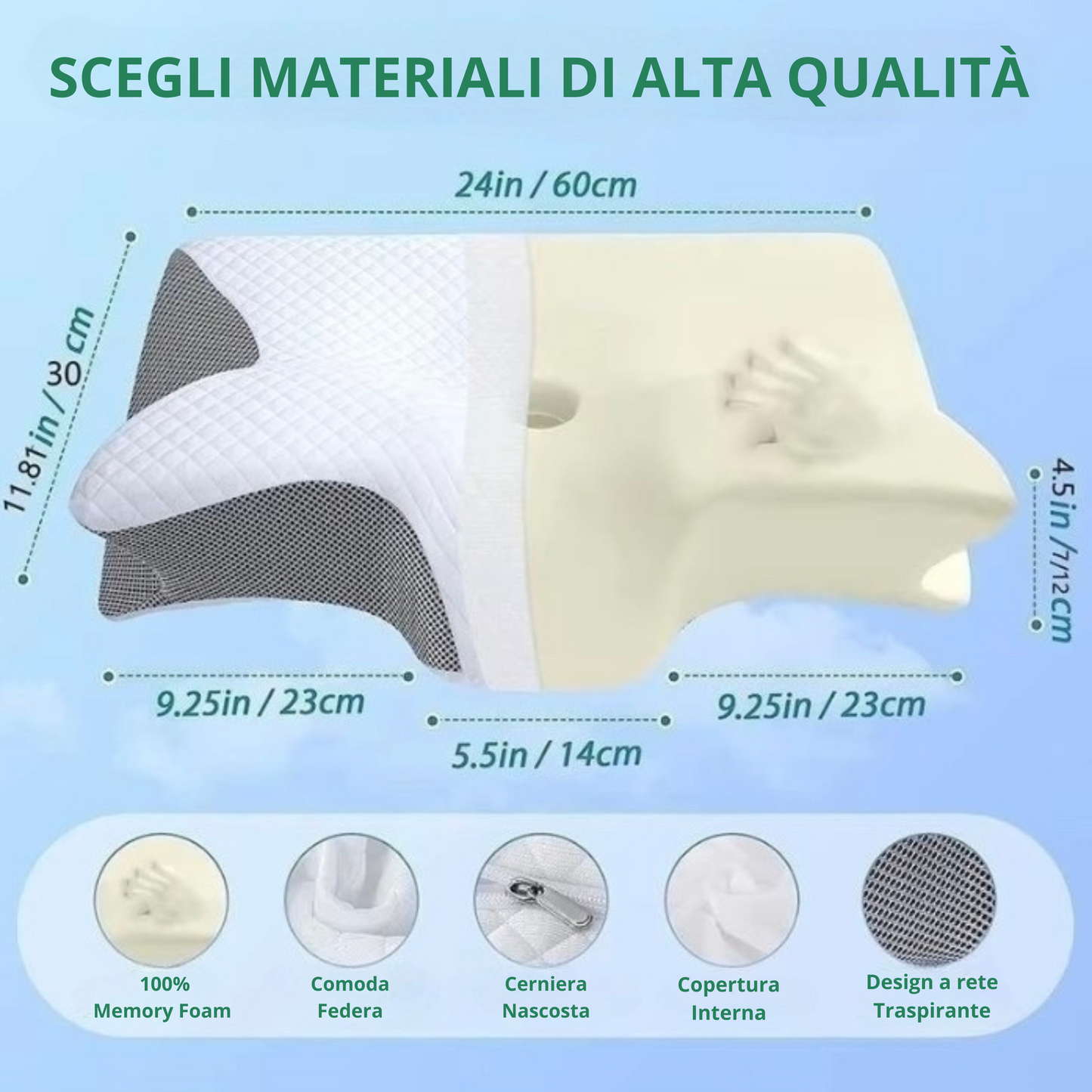 Cuscino Ergonomico in Memory Foam Cortecci